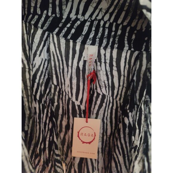 RAGA NWT Striped Unlined Mini Embroidered Floral Skirt sz S Tie Side - Picture 4 of 5